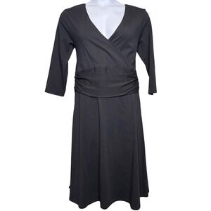 sito Womens Biodynamic Organic Cotton Black Stretchy Midi Dress Size XL Soft